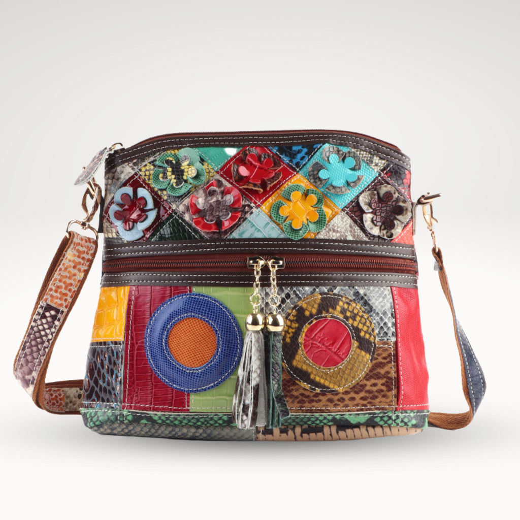 Leren schoudertas | multicolor lak
