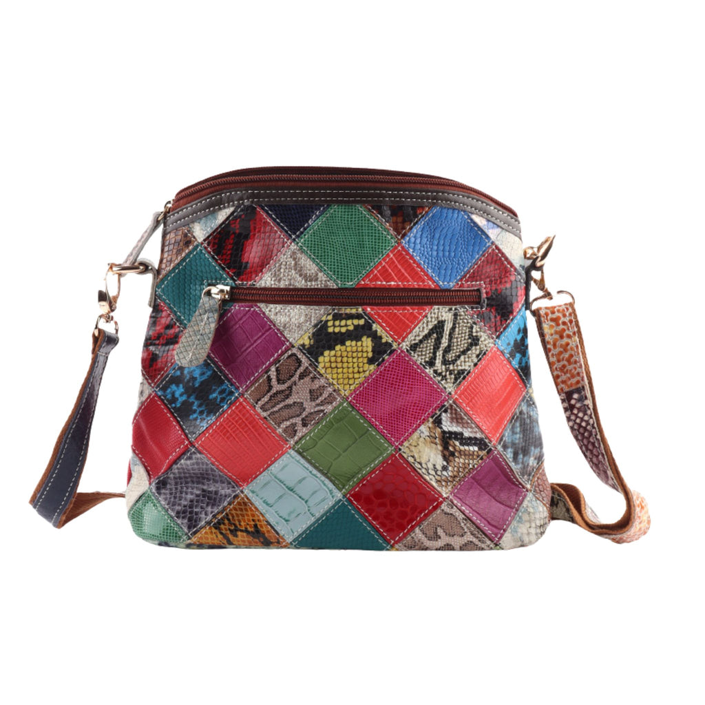 Leren schoudertas | multicolor lak