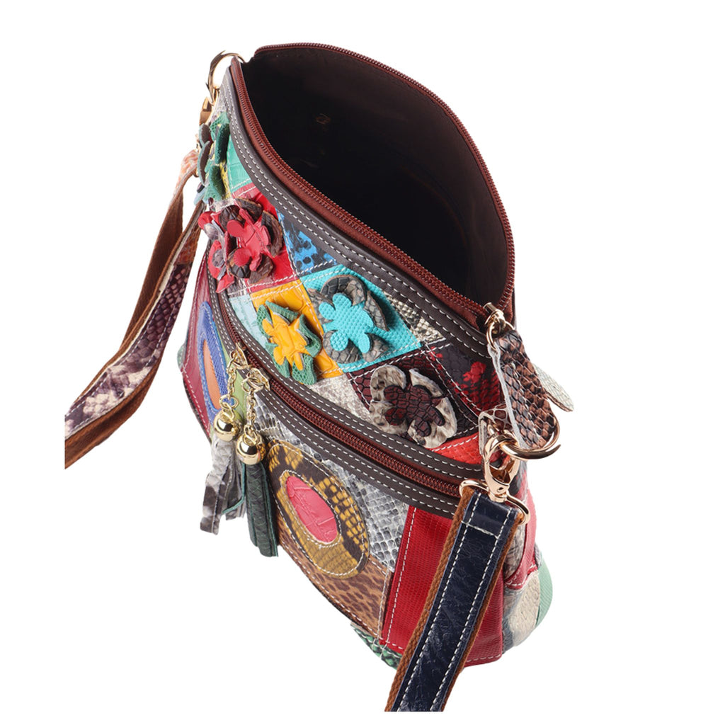 Leren schoudertas | multicolor lak