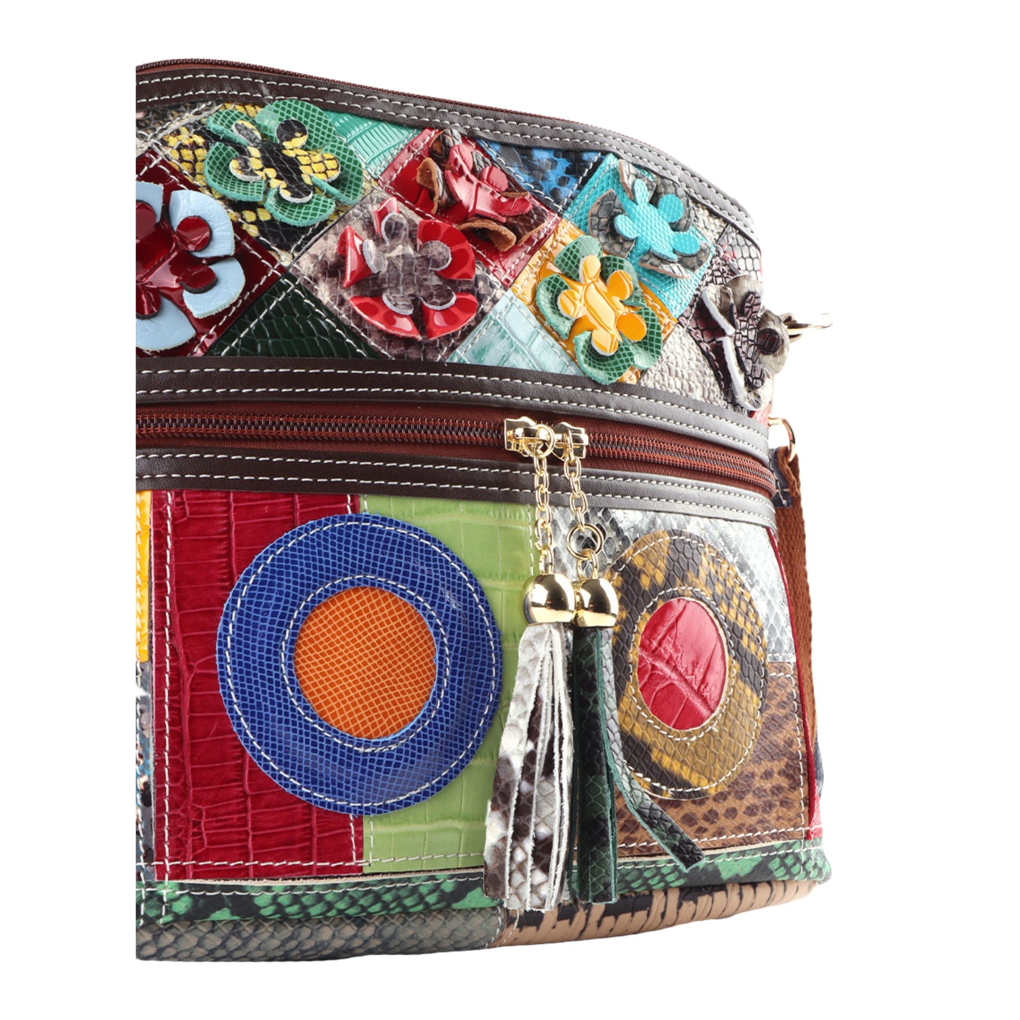Leren schoudertas | multicolor lak