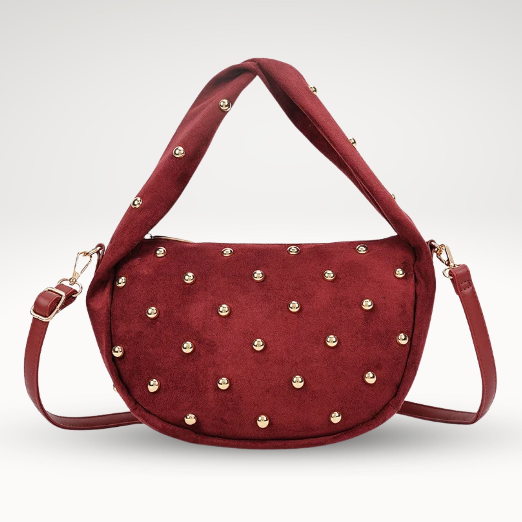 Kunstlederen suede schoudertas | studs