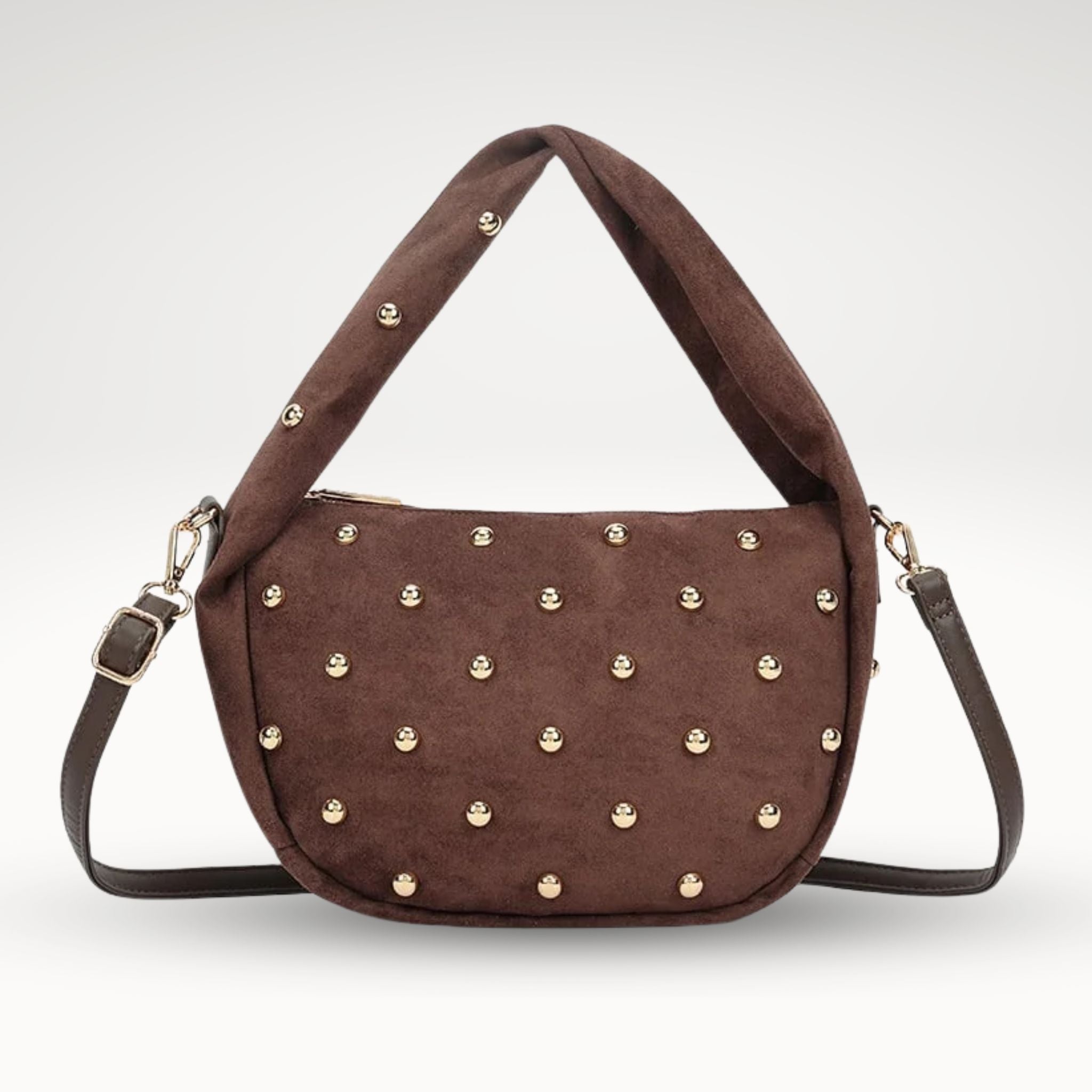 Kunstlederen suede schoudertas | studs