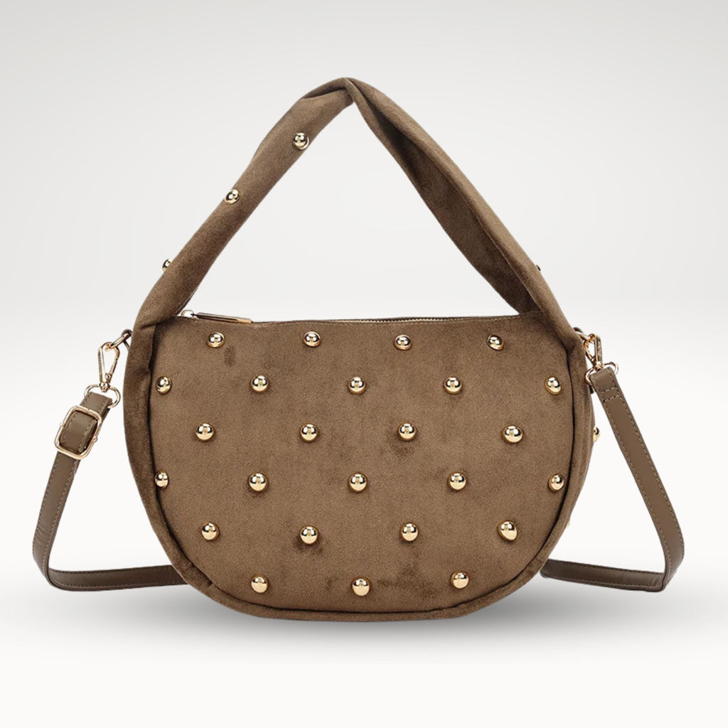 Kunstlederen suede schoudertas | studs