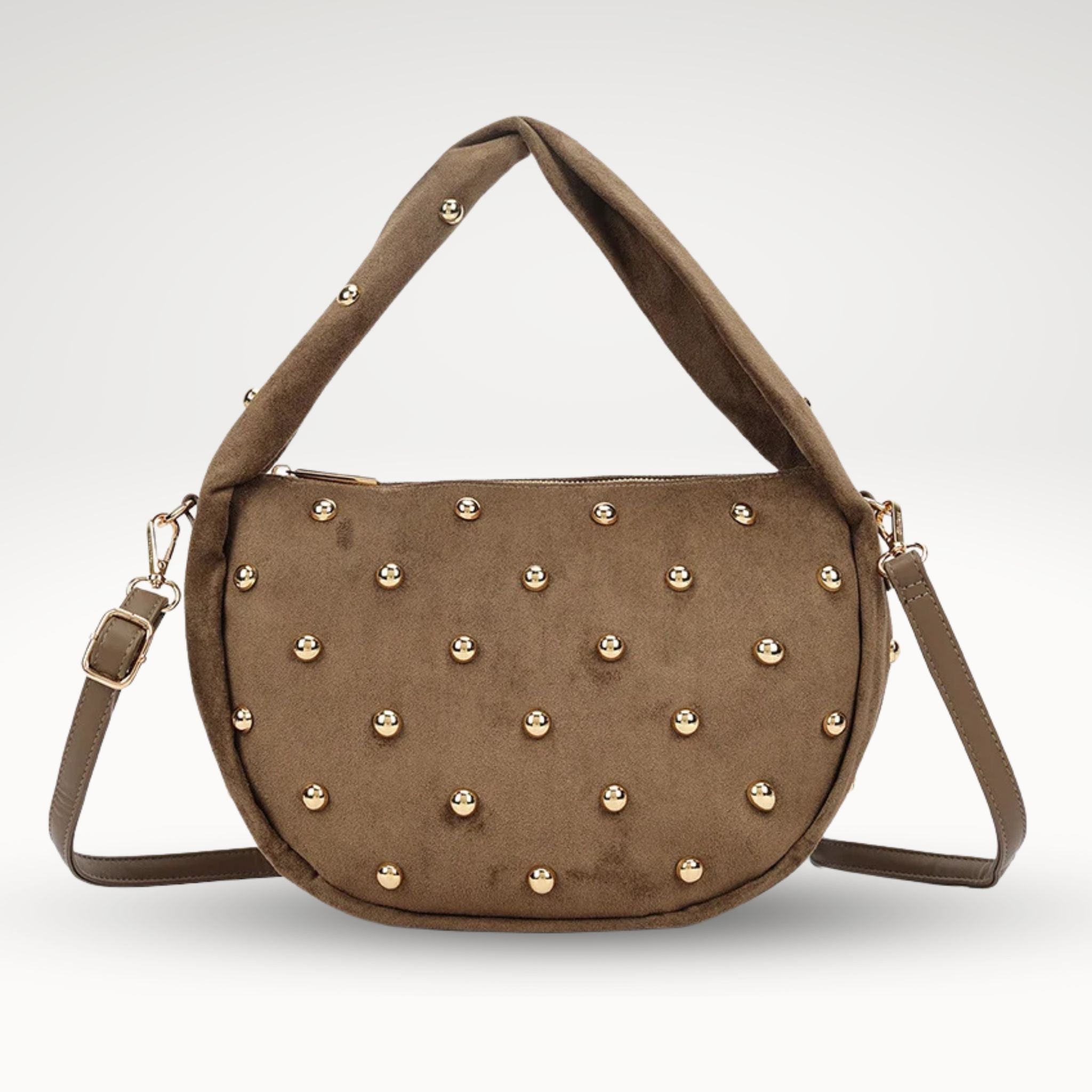 Kunstlederen suede schoudertas | studs
