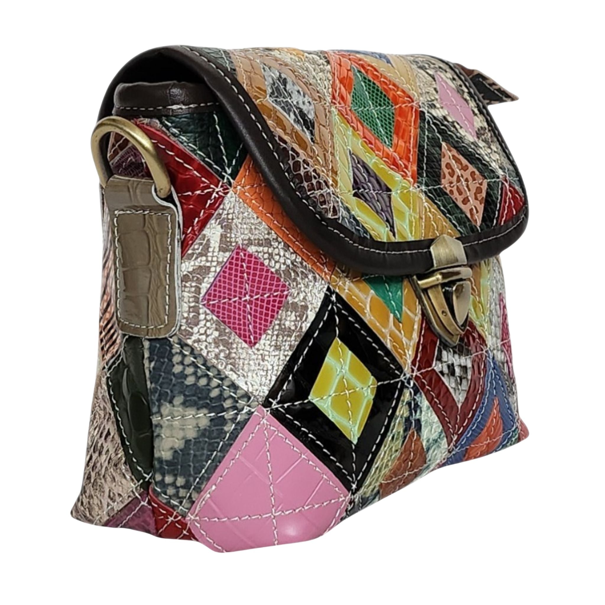 Leren schoudertas | multicolor lak