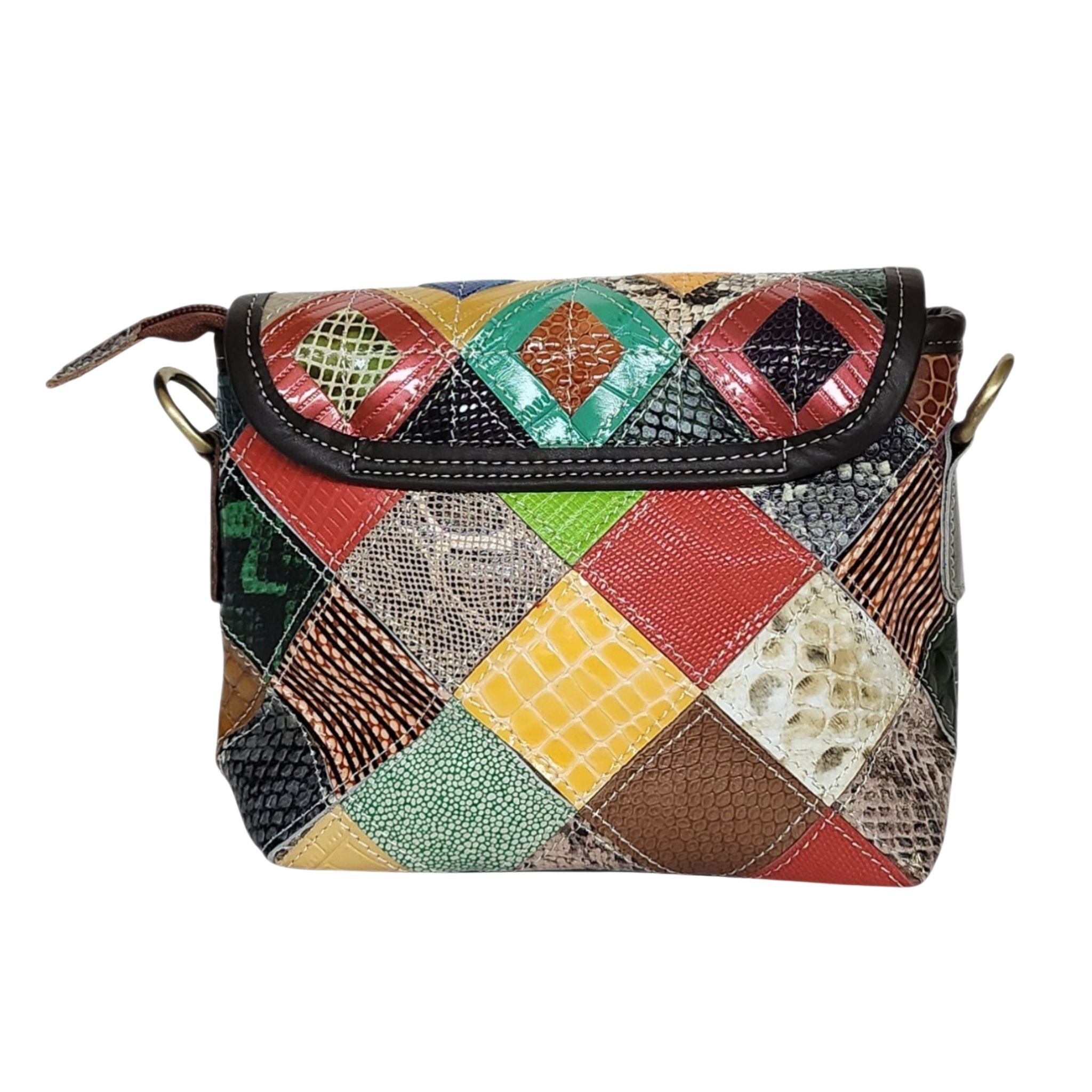 Leren schoudertas | multicolor lak