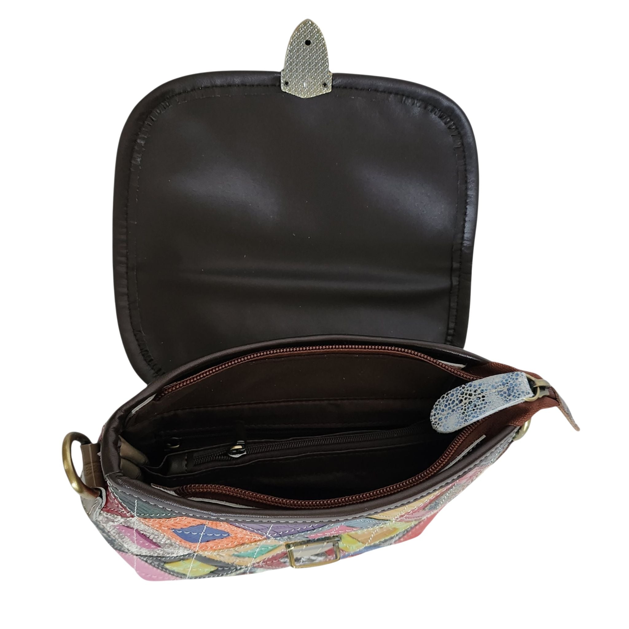 Leren schoudertas | multicolor lak