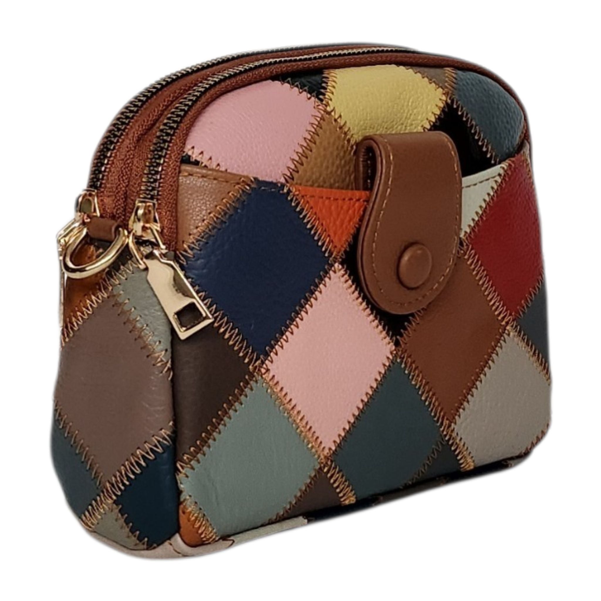 Leren handtas | multicolor geblokt
