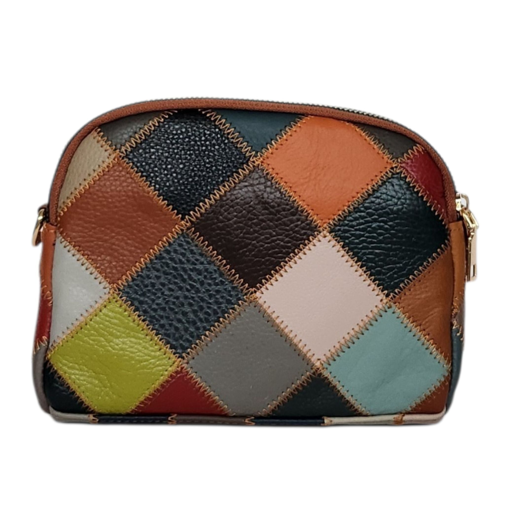 Leren handtas | multicolor geblokt