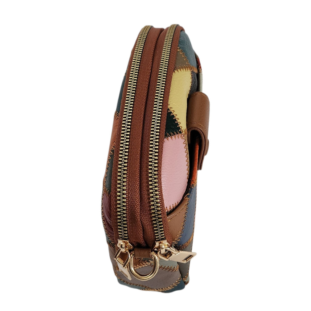 Leren handtas | multicolor geblokt