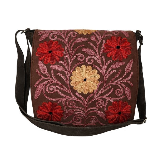 Suède schoudertas uit Kasjmier | bruin