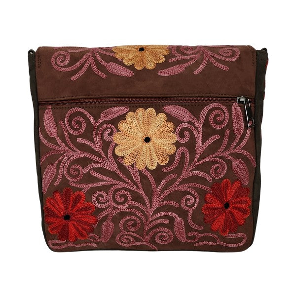 Suède schoudertas uit Kasjmier | bruin