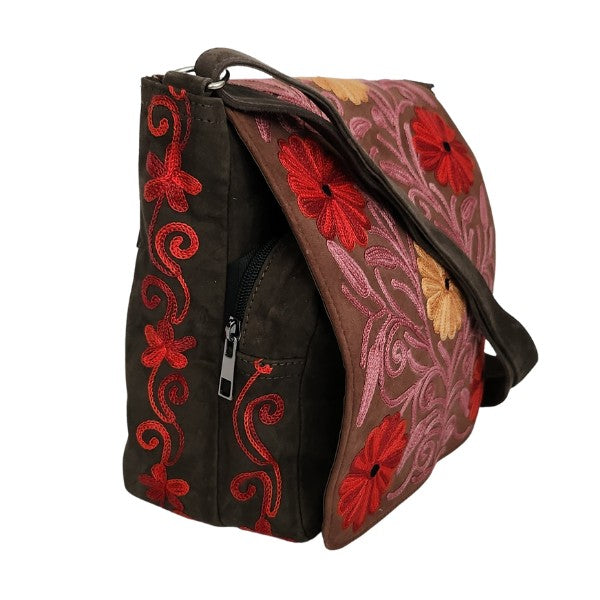 Suède schoudertas uit Kasjmier | bruin