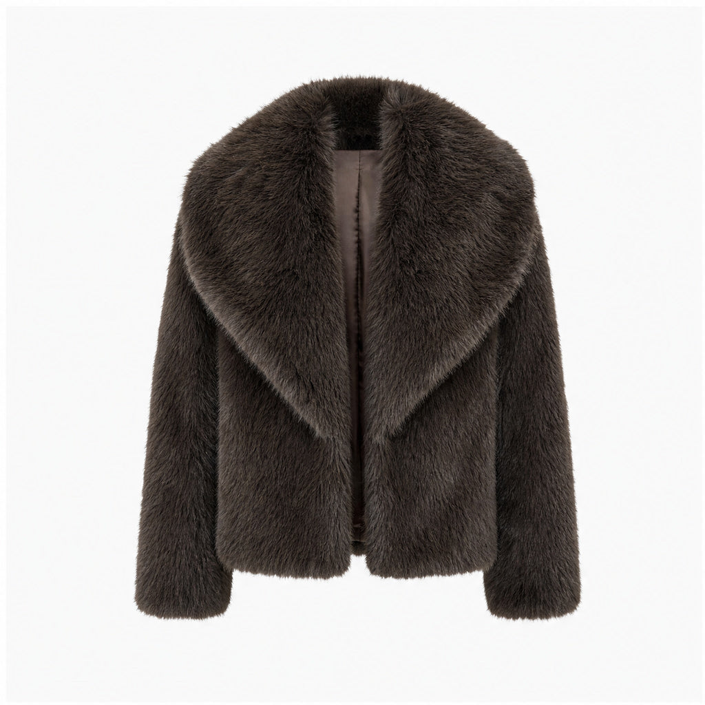 Faux fur jas | donkerbruin