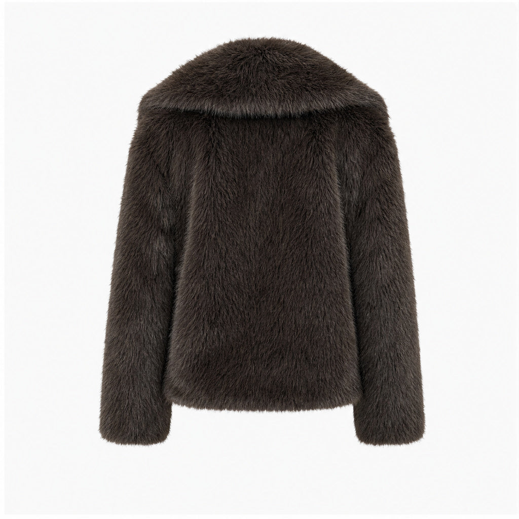 Faux fur jas | donkerbruin