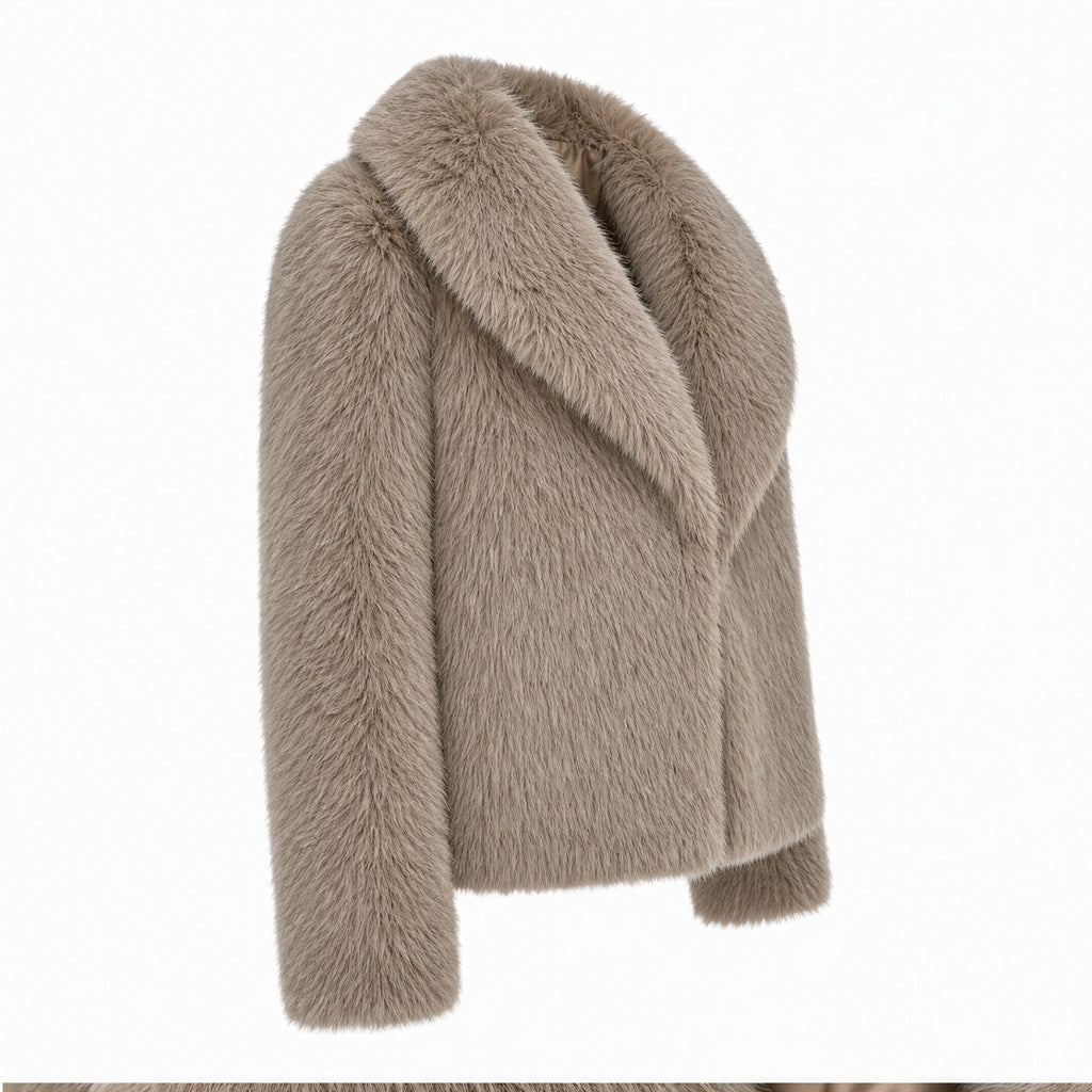 Faux fur jas | taupe