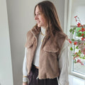 Fluffy dames bodywarmer | taupe