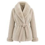Faux fur jas halflang | beige