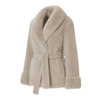 Faux fur jas halflang | beige