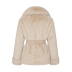 Faux fur jas halflang | beige