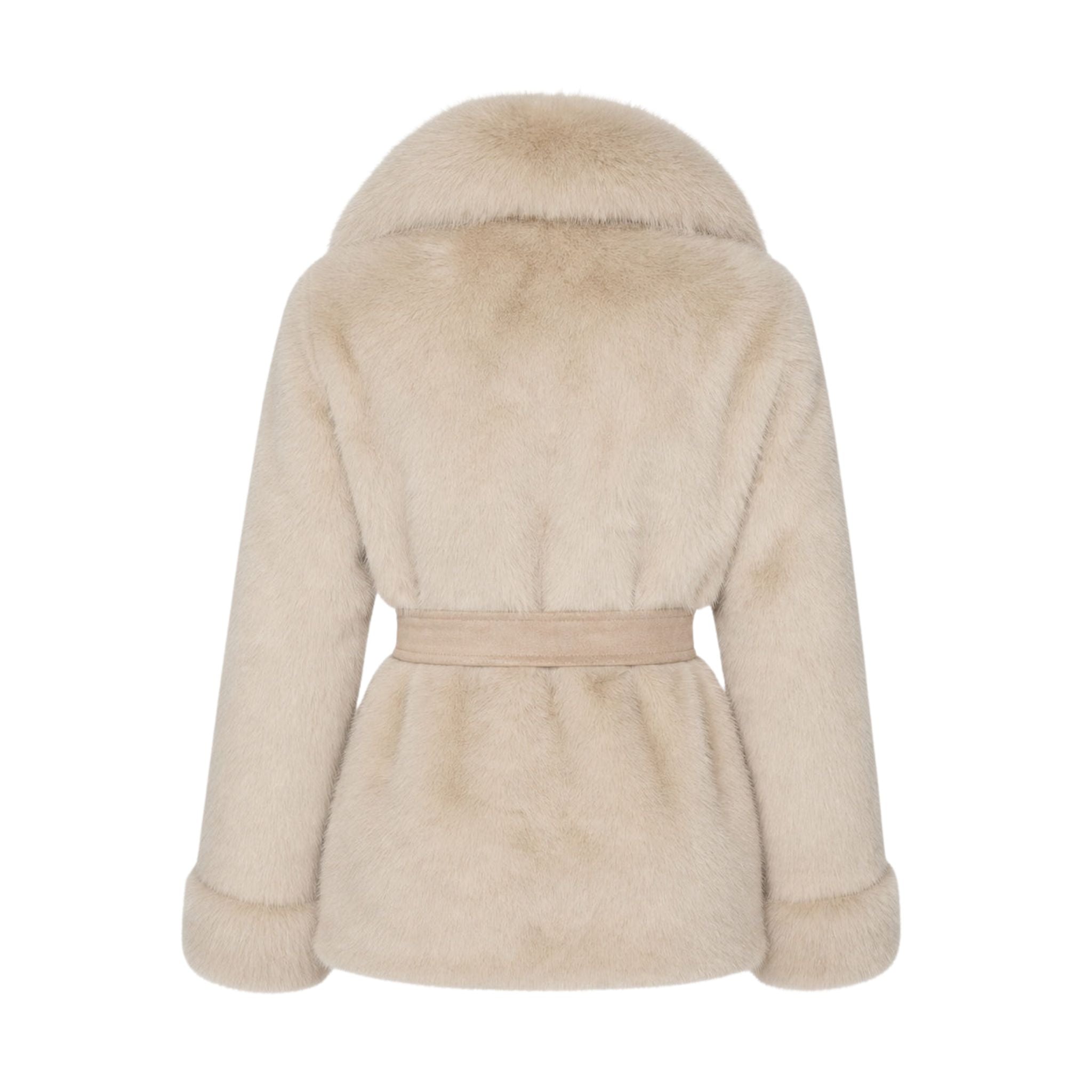 Faux fur jas halflang | beige