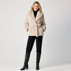 Faux fur jas halflang | beige