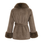 Faux fur jas halflang | bruin