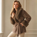Faux fur jas halflang | bruin